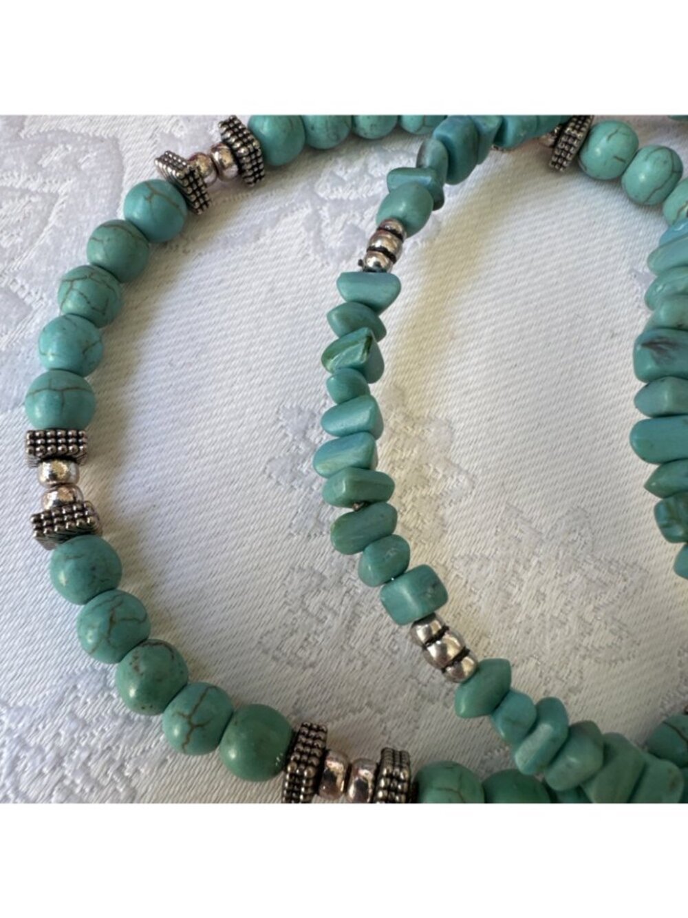 Chico's 3 Piece Thin Turquoise Blue Bead Bracelet Bangle Stackable SET NEW - Picture 2 of 6